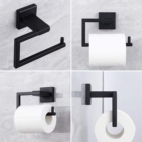 Miniatura 3 de Soporte de papel higiénico negro mate SUS 304 de acero inoxidable montado en la pared Soporte de rollo de papel higiénico para baño