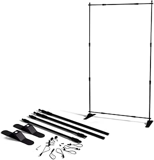 Vispronet Photo Video Studio Backdrop Stand, Adjustable Photography Background Support System, Fits 34in x 36.5in to 52in x 95in Displays, Includes 4 Collapsible Poles, 6 Bungee Cords and 2 Feet