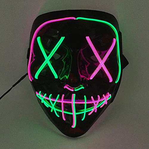 [JUNENTER] �n���E�B�� �p�[�W�}�X�N 2�F LED���C�g�A�b�v �p�[�e�B�[�}�X�N �t�F�X�e�B�o�� ���ʕ����� �J�[�j�o���}�X�N (�O���[��&�u���[) 21*17*10cm