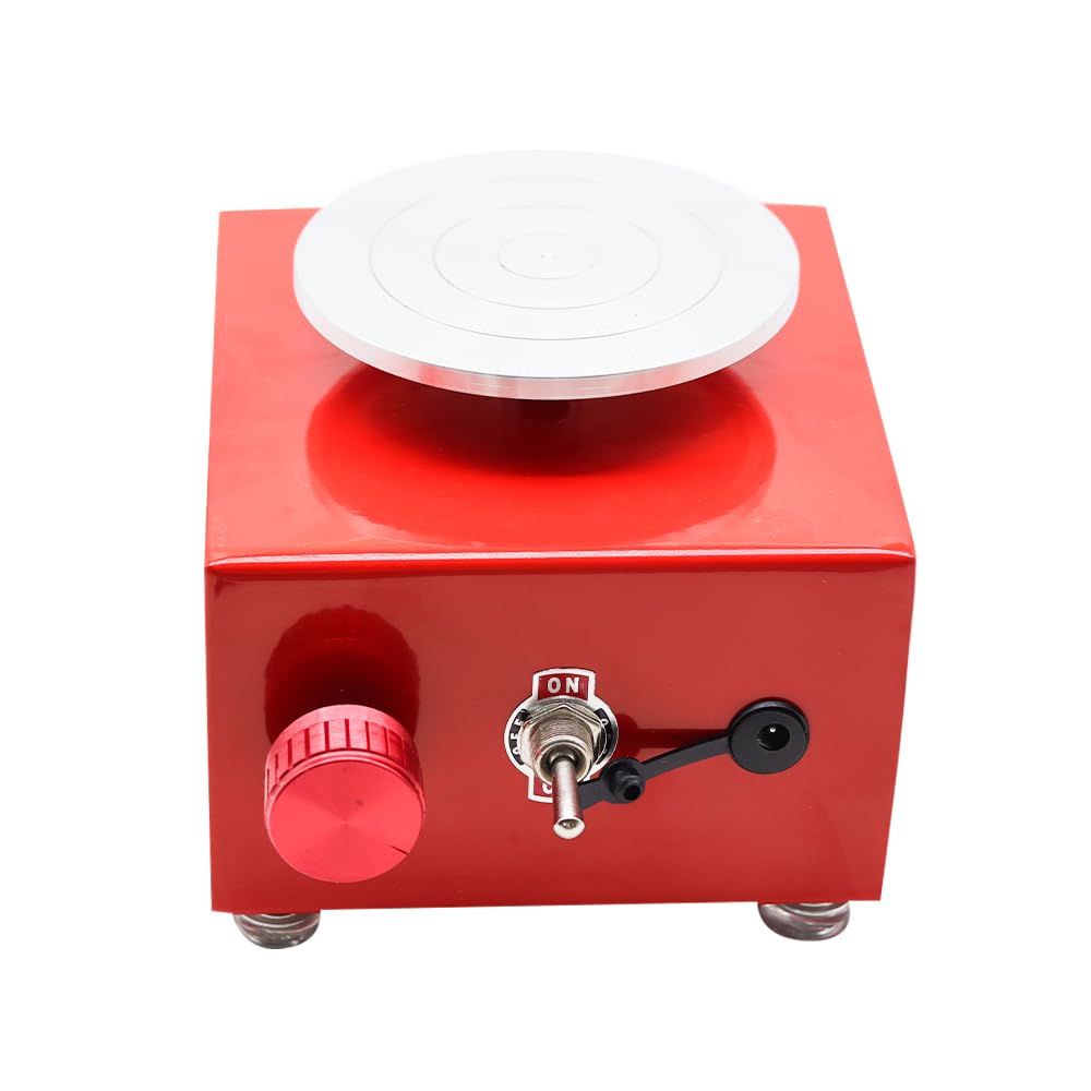 Mini gramofony koło garncarskie maszyna garncarska elektryczne koło garncarskie DIY Craft koło garncarskie narzędzia ceramiczne narzędzia gliniane z tacą Narzędzie DIY(Rood)