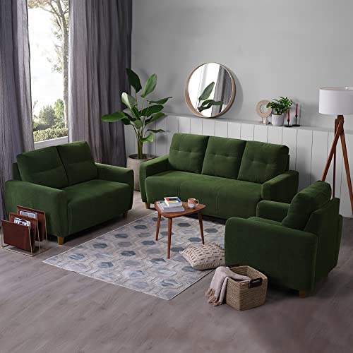 Image of Sleepyhead Yolo Designed by Duroflex - 6 Seater Sofa 3+2+1 Sofa Set |Premium Fabric, Plush 3-Layer Cushioning |Buttonless Tufted & Anti-Sag Comfort |Stylish & Durable |3 Years Warranty - Avocado Green