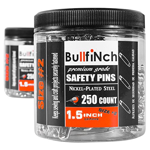 250-Count Safety Pins Nickel Plated, Size 2, Art Craft Quilting and Sewing Needles ...
