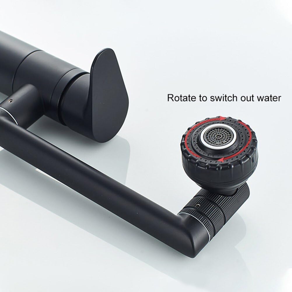 Grifo de lavabo de 1080 grados, grifo de fregadero de cocina, grifo mezclador de baño, grifo aireador, grifo mezclador Gourmet, grifería(Gold Black)