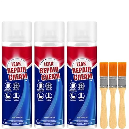 3PCS Leak Repair Cream Sellador Liquid con Pincel, 100g Sellador de Fugas Revestimientos Impermeables al Agua, Selladors Impermeable En Aerosol para Reparación de Fugas en Paredes y Techos