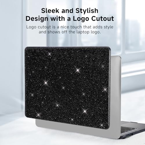 Funut for MacBook Pro 13 inch Case 2024 2023 2022 2021-2016 Release M2 A2338 M1 A2251 A2289 A2159 A1989 A1706 with Touch Bar, Glitter Bling Leather Hard Shell Case & Keyboard Cover,Glitter Black by FUNUT - Image 4