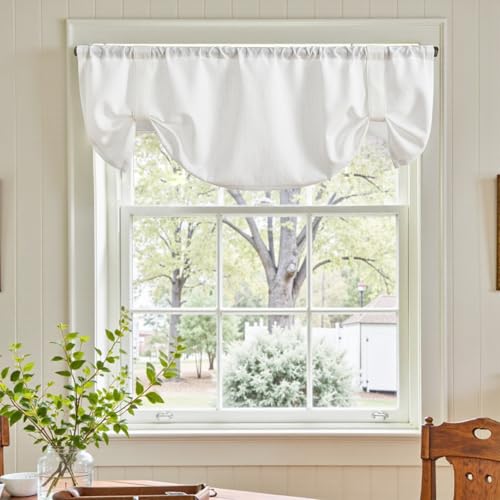TOPICK Vangao Raffrollo Weiß Scheibengardine Modern Bistrogardine 1er Set...