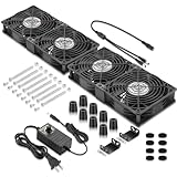 WDERAIR 4 x 120mm Server Rack Computer Big Airflow Cooling Fans with AC 110V -240V Variable Speed for DIY Mining Rig Crawlspace Ventilation Garage Greenhouse Window Exhaust Project(12038)