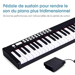 DREAMADE Piano Numérique Portable 88 Touches, Clavier Electronique avec Fonction de Transposition, Chargeur et USB Interface, Enfant ou Débutant (127×21,5×6,5 cm) - Les Beatles, Paul McCartney, John Lennon, RIngo Starr, George Harrison DREAMADE Piano Numérique Portable 88 Touches, Clavier Electronique avec Fonction de Transposition, Chargeur et USB Interface, Enfant ou Débutant (127x21,5x6,5 cm) – Image 3