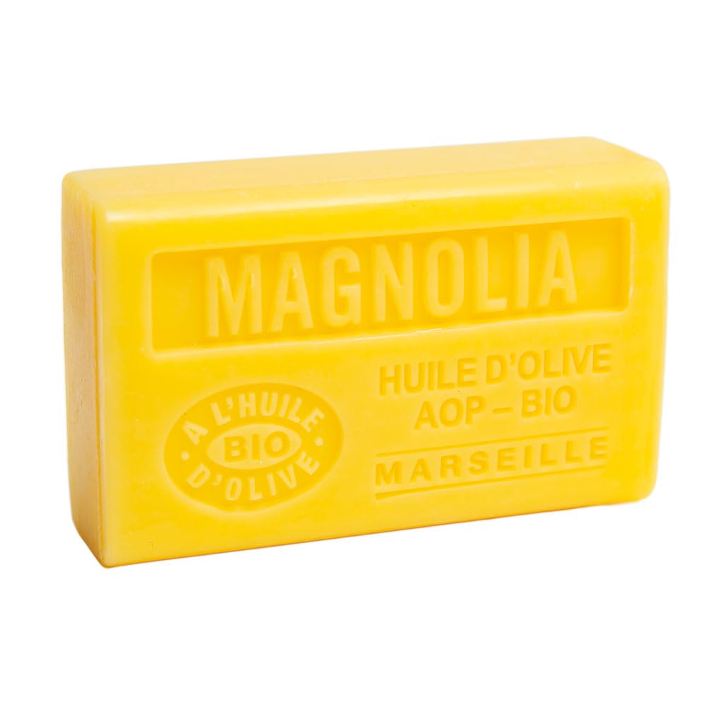 Savon de Marseille - Nourising French Soap Made With Pure Organic Olive Oil and Shea Butter - Magnolia
