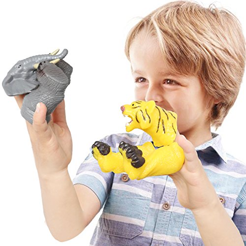 Rainbow yuango 30PCS Realistic Animals Finger Puppets Playset Soft Vinyl Rubber Animal Head Finger Puppet with Feet Theaters Doll Model Toy for Kids