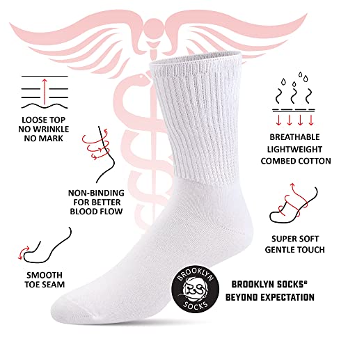 Brooklyn Socks Thin Combed Cotton Diabetic Socks, Loose, Wide, Non-Binding Neuropathy Low-Crew (Fit's Shoe Size 7-11)2