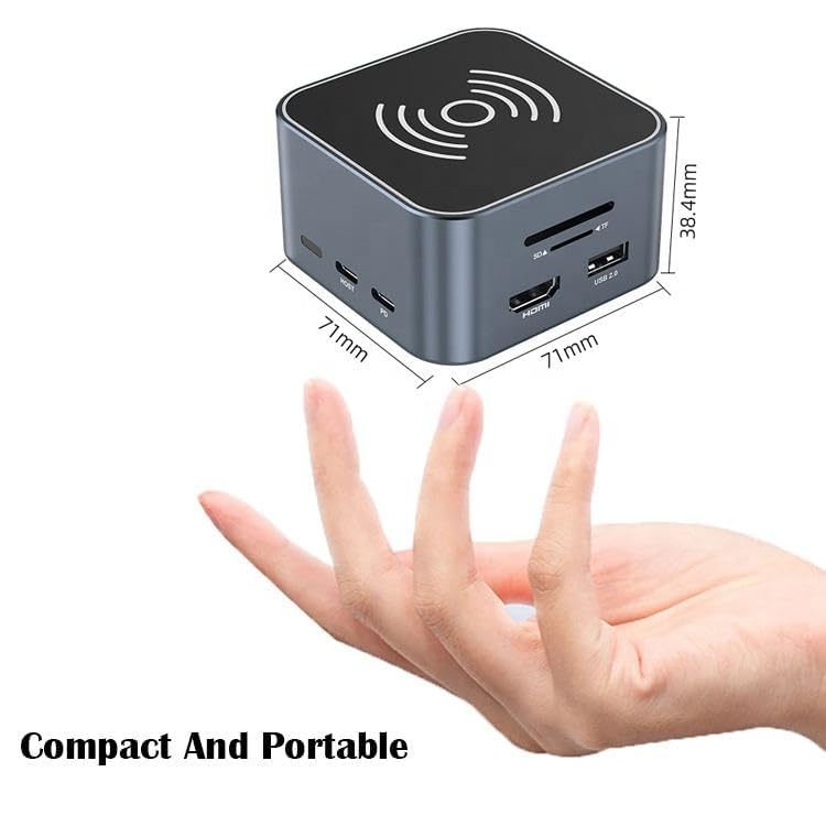 Image of 12-in-1 Type C Dock with 4K HDMI, Mag /SFE Wireless 15W, 4xUSB Ports PD 100W, Mic, Ethernet & Audio Port, SD & MicroSD Slot, All Type C Devices, Windows /Ma /Book Laptops Tablets (12-in-1 Type C Dock)