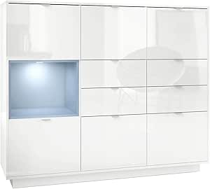 Vladon Highboard Milano V2 - Sideboard Mit 6 Türen Und 4 Schubladen