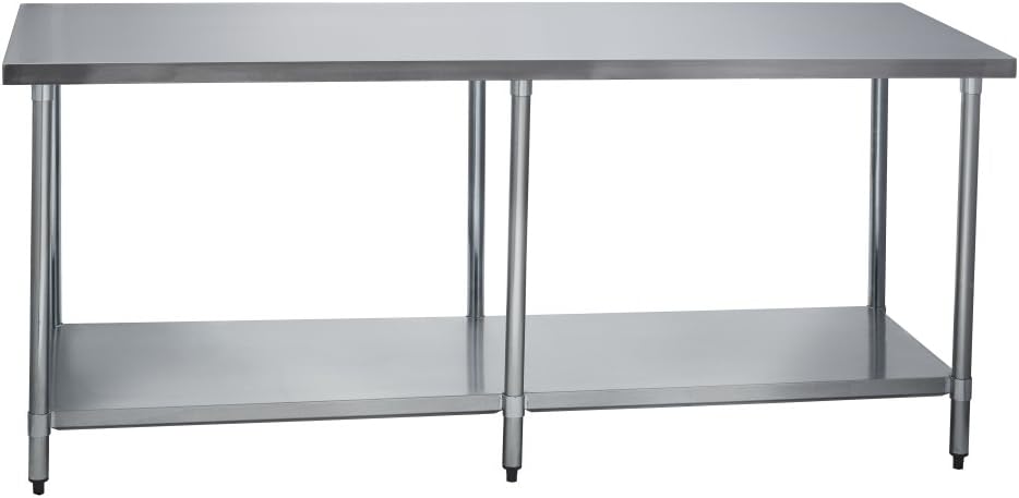 Stainless Steel Commercial Kitchen Work Prep Table, 30" W x 96" L x 36" H, No Backsplash, NSF Certified