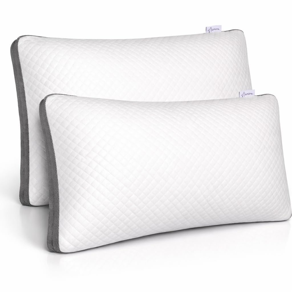 Aamira Shredded Memory Foam Pillow - 70x45cm - 2 Pack - Orthopaedic Neck Support - Bamboo Washable Cover - White