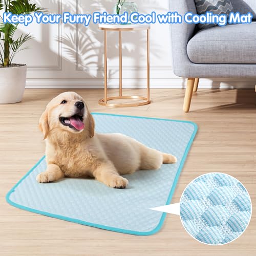 Fililogor Kühlmatte für Hunde, Hundekühlmatte selbstkühlend, Kühlmatte Bett für Haustiere, Selbstkühlmatte Hundekühlmatte für Hunde & Katze (Blau, M(60X50cm))