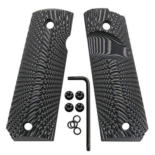 Cool Hand 1911 Full Size G10 Grips, Screws Included, Big Scoop, Ambi Safety Cut, Sunburst Texture (Gun Metal)