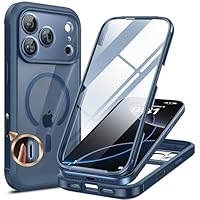 Miracase 360 Grad für iPhone 17 Pro Hülle mit Magsafe, Eingebaut Glas Schutzfolie, Komplettschutz HandyHülle Magnetisch Stoßfest Case für iPhone 17 Pro Schutzhüllen 6,3 Zoll,Blau