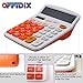 OFFIDIX Office Solar Desktop Calculator and Battery Dual Power Portable Electronic Calculator 12 Digits Large LCD Display Calculator Orange