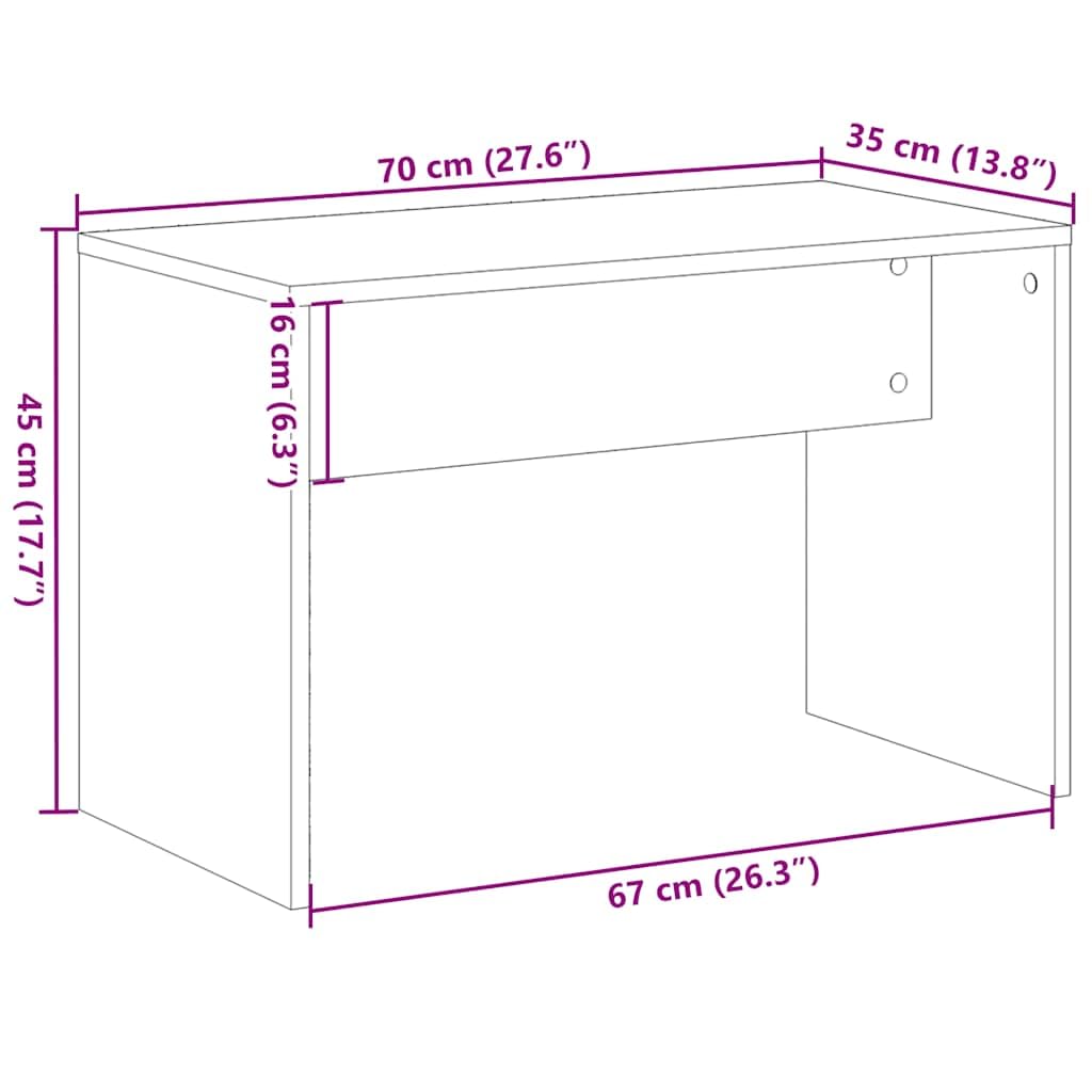 vidaXL Taboret toaletowy Stare drewno 70x35x45 cm Drewno klejone