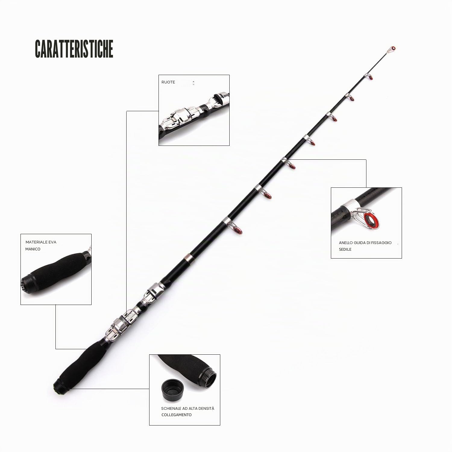 Canna da Pesca Telescopica - Mini Canna da Pesca in Carbonio, Canna da Pesca in Mare a Lungo Raggio Facile da Trasportare, Adatta a Fiumi, Laghi e Oceani