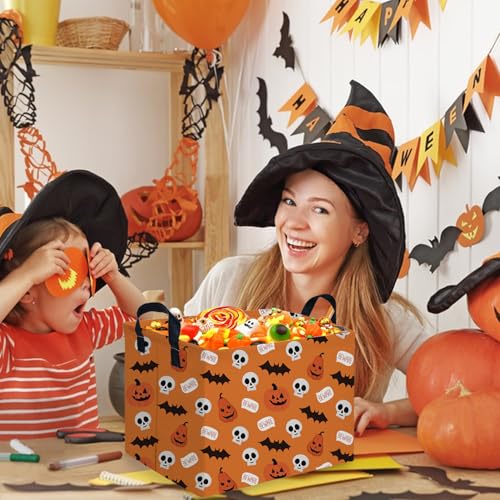 Image of Halloween Ghost thriller basket,Empty Halloween basket,Horror and thriller decor,Trick or Treat Box for Boys and Girls,Horror decor(Bat pumpkin)