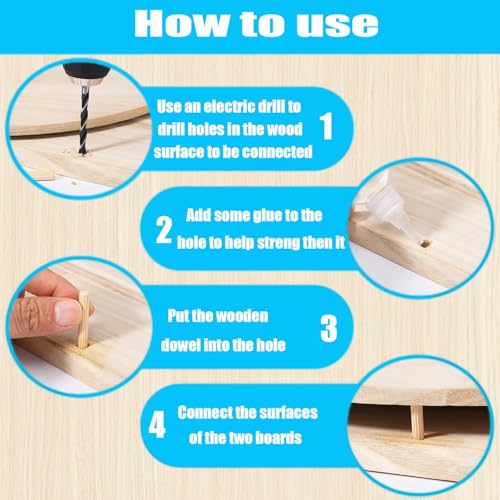 Tacos de madera para carpintería y espigas para ensamblar muebles de bricolaje con broca 5