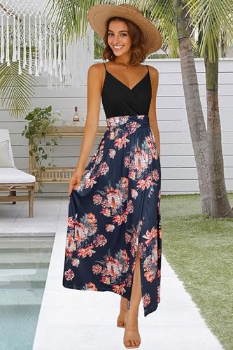 Image of Newshows Women's 2026 Lightweight Summer Wedding Guest Beach Vacation Casual V Neck Split Flowy Maxi Dress