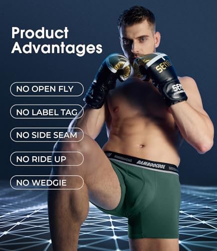 Image of BAMBOO COOL Mens Underwear Trunks for Man Soft Waistband Open-fly Support Briefs(3 or 4 pack)