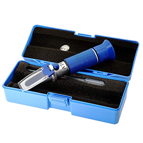 AMTAST Refraktometer Brix Zucker 0-32%, Dual Scale spezifisches Gewicht 1.000-1.120, aus Kupfer, mit ATC für Winzer Wein Bier Obst Frucht usw Cover