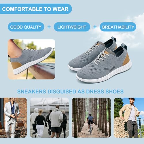 Men’s Casual Dress Oxfords Shoes Comfortable Business Fashion Sneakers Loafers Walking Shoes for Men Barefoot Tennis Grey 5