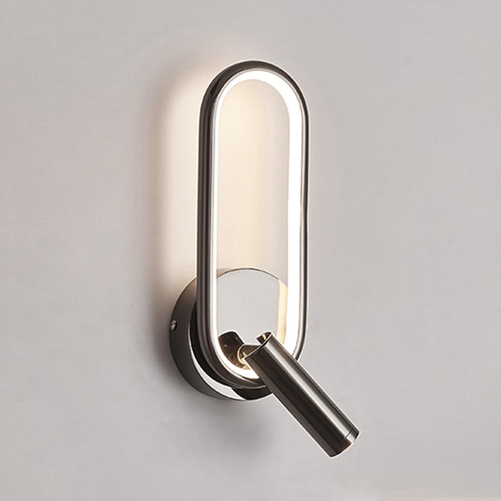 SXWNBIFH Ring Wall Light Adjustable Bedside Reading Wall Lamp 4000K LED Wall Sconce 350° Rotatable Headboard Spotlight Aluminum Wall Sconce Task Lighting for Desk/Bedsid(Black,Small)
