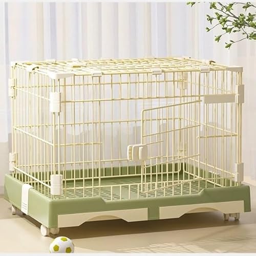 牧小苫\msmr うさぎ・小動物用 ペットケージ 74×49×56cm 組立簡単 キャスター付き トレー&隔尿板付き 扉2ヶ所 上開き 前開き 室内ケージ 小型犬 猫 選べる5色 (74×49×56CM, グリーン)