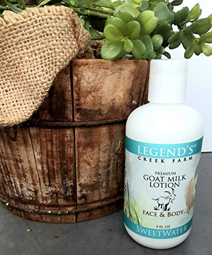 Legend's Creek Farm Lotion, Premium Goat Milk Lotion, Body, Hand & Face, Deeply Moisturizing, Shea Butter, Sunflower Oil & Aloe, No Harsh Chemicals, Handmade In Usa, 9 Oz (Sweetwater L.) #TOP5