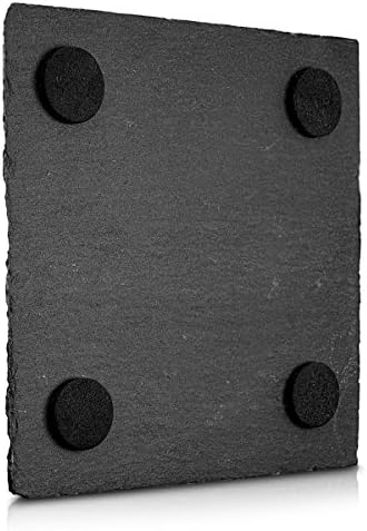 Navaris Natural Slate Glass Coasters - Set of 4 Square Drink Placemats Grey Stone