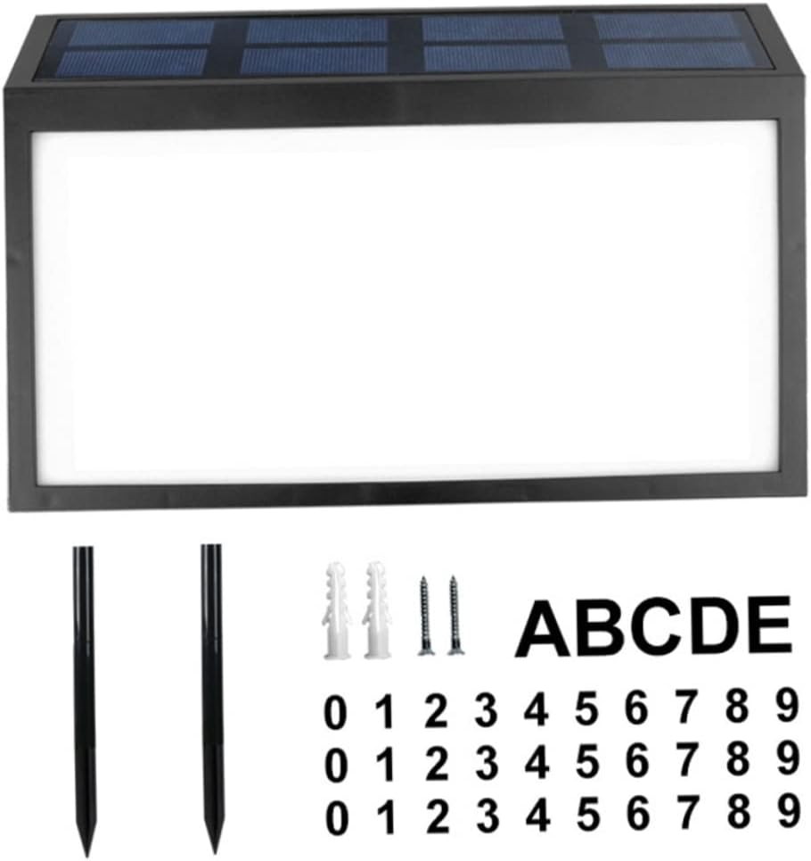 NUOBESTY Solar Address Sign Light Solar Lamp Wall Mount and Ground Stake Waterproof Outdoor Doorplate Light for Garden and Pathway Easy Installation