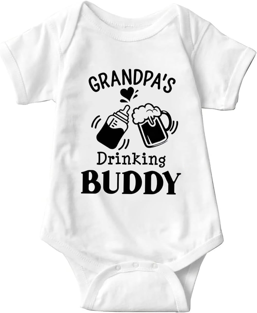 Grandpa's Drinking Buddy Baby Girls Boys Bodysuit Newborn onesie Short Sleeve Infant Romper 0-24 Months