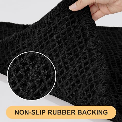 IM HOME Extra Large Waffle Bath Mat, Boho Bathroom Rugs Absorbent Non Slip, Ultra Soft Bathroom Mat, Machine Washable Knit Bath Rugs with Herringbones for Bathroom, Bedroom, Kitchen, 6'x2', Black by IM HOME - Used condition - Image 3