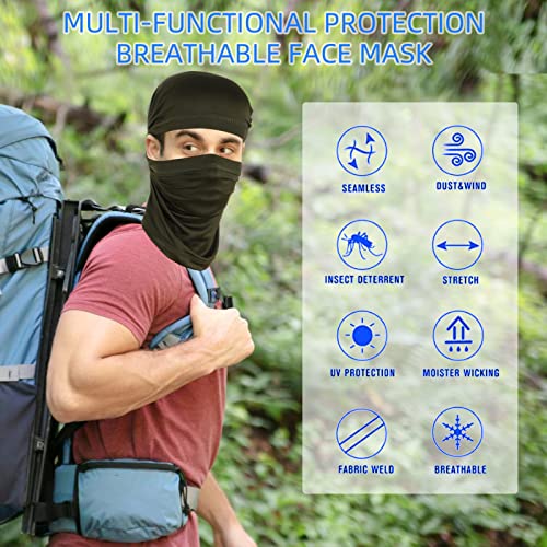 Lenboken 4 Pack Neck Gaiter Face Mask Scarf Masks Bandanas Breathable Outdoor Headwear Balaclavas Cover For Men Women (Black&Blue&Navy&Army Green) #TOP4
