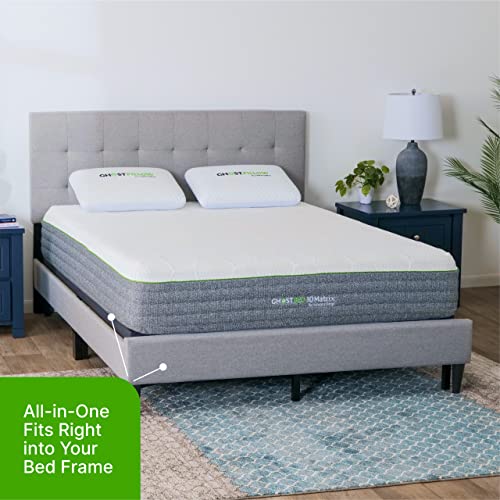 Ghostbed Mattress Foundation & Box Spring In One - Metal Platform Bed Frame With Steel Slat Support, Fabric Cover & Headboard Brackets - King #TOP6