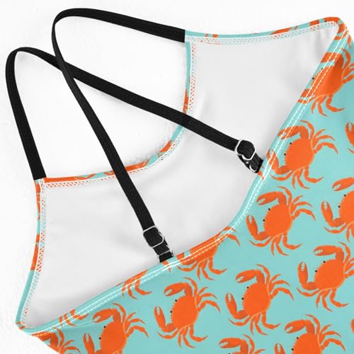 senya Girls Swimsuits One-Piece Swimwear Tie Bathing Suit Beach Summer Round Neck 9-10T Crab Pattern4