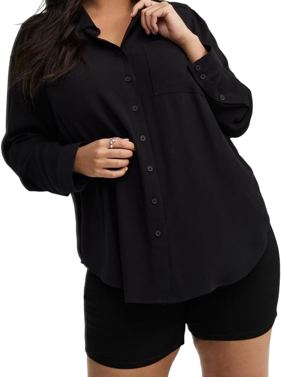 Torrid Women's Plus Size Shirt - Lizzie Button Up Long Sleeve Shirt