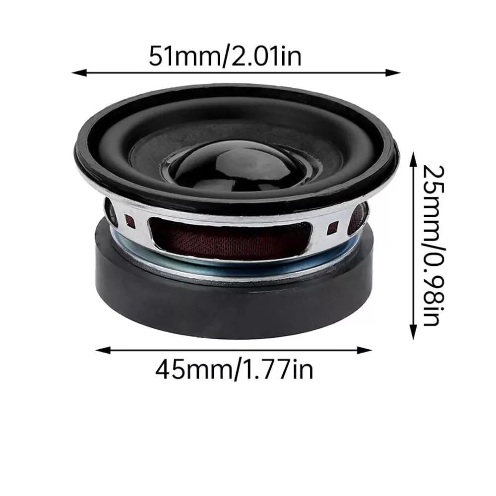 2Pcs 2 inch 5W 4 Ohm Full-Frequency Speaker 52MM Round Small Speaker Audio Loudspeakers