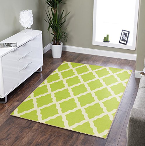 Ottomanson Glamour Collection Non-Slip Moroccan Trellis Design Area Rug, 3'3" x 5', Green
