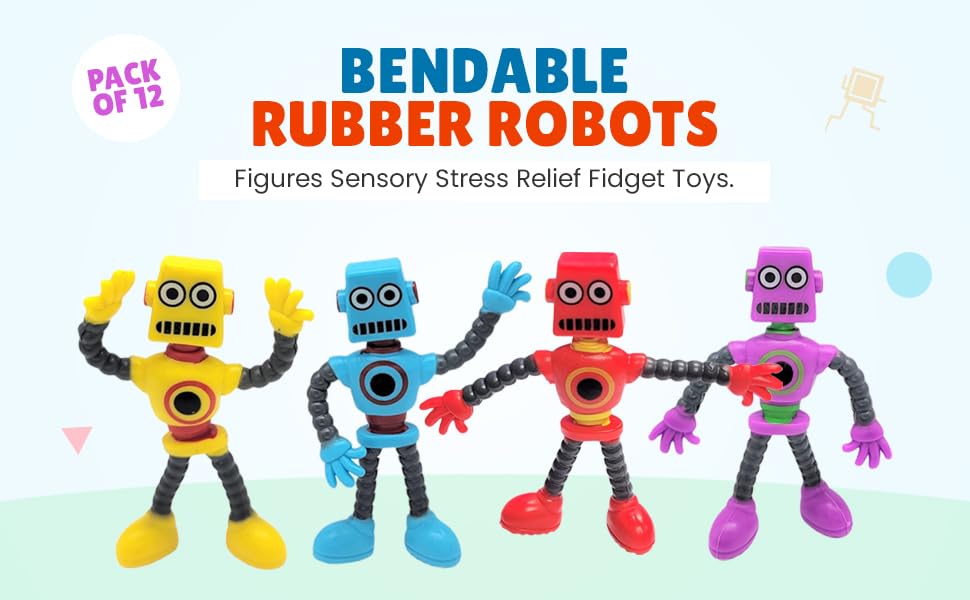 Amazon | クールでカラフルで曲げられる柔軟なゴムロボット (4インチ