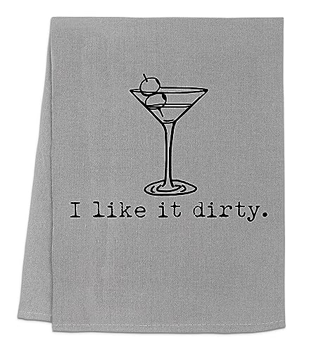 Original Dish Towel, I Like It Dirty, Flour Sack Kitchen Towel, Sweet Housewarming Gift, Farmhouse Kitchen Decor, White or Gray (Gray)