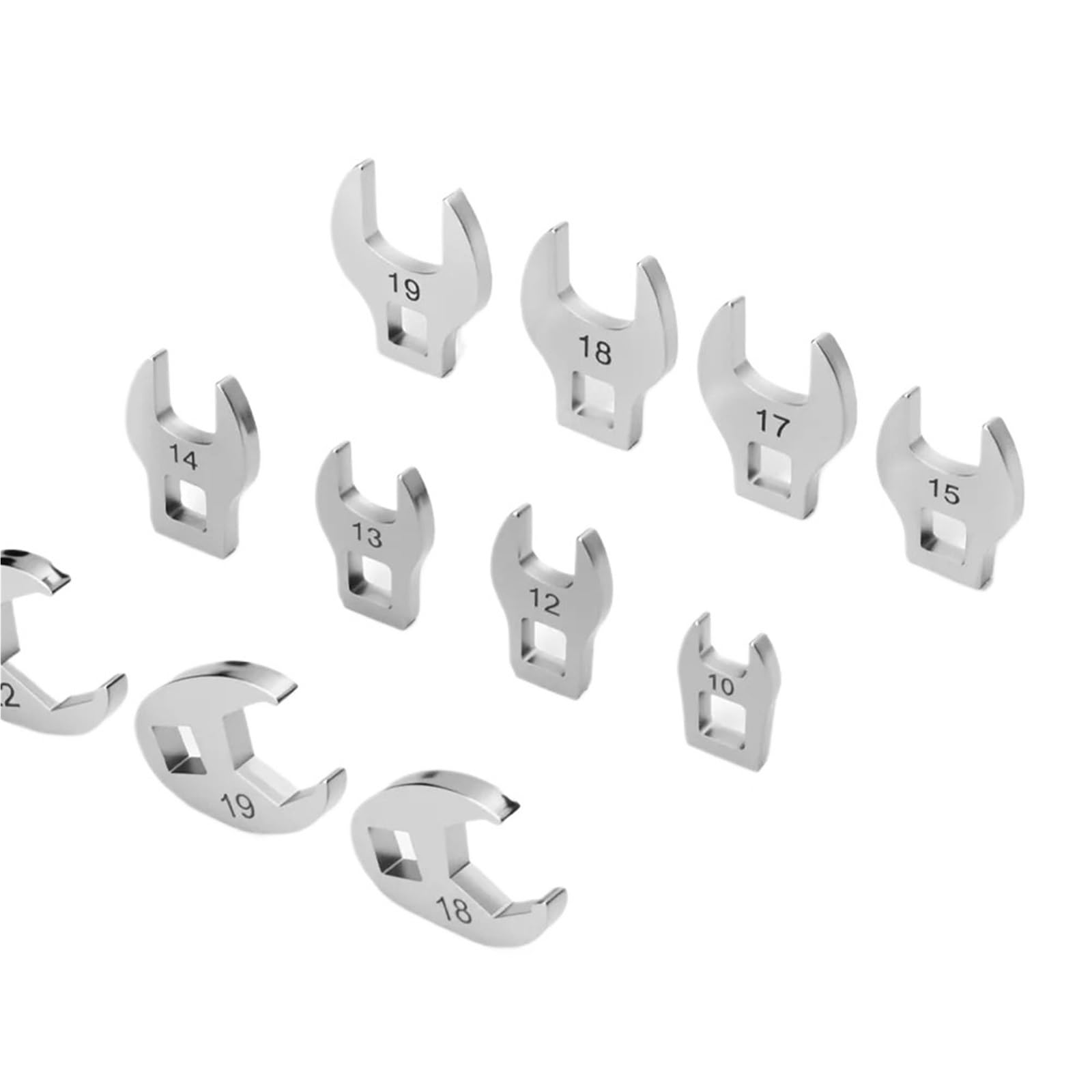 Xuczhai One Color 10Pcs 3/8Inch Drive Crowfoot Wrench Set 10-22Mm Open End Spanner Chrome Plated Crow Foot Metric Keys Multitool