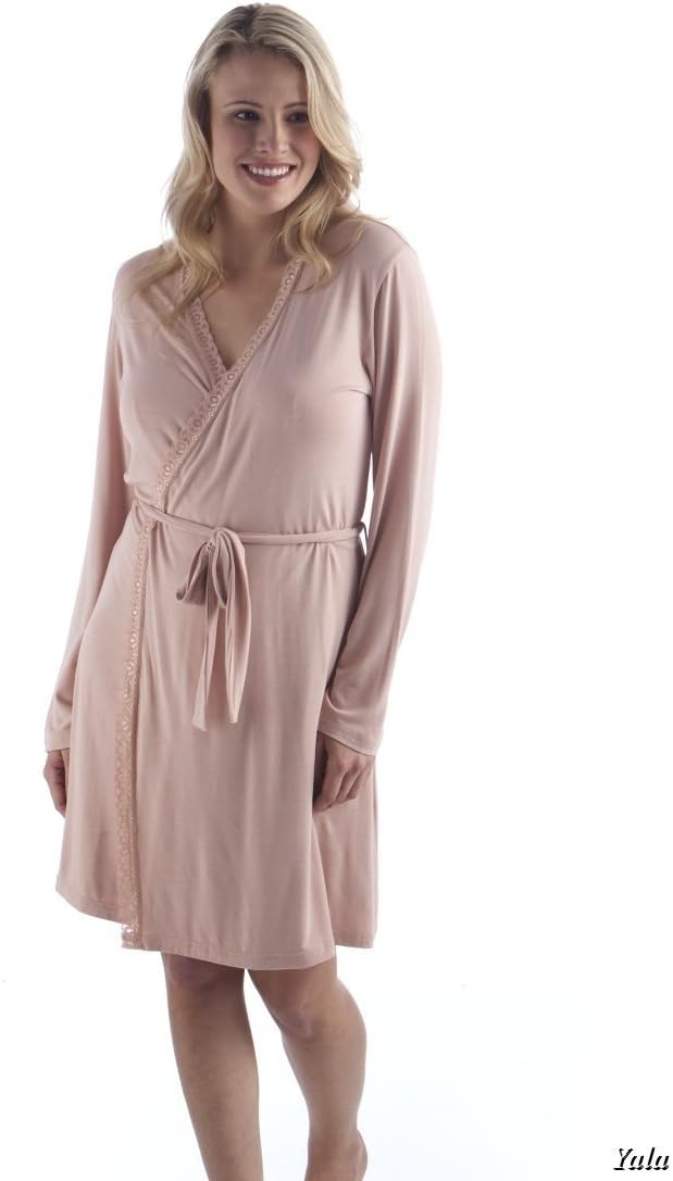 Bamboo Dreams Womens Sweetly Lace Robe Large Blush