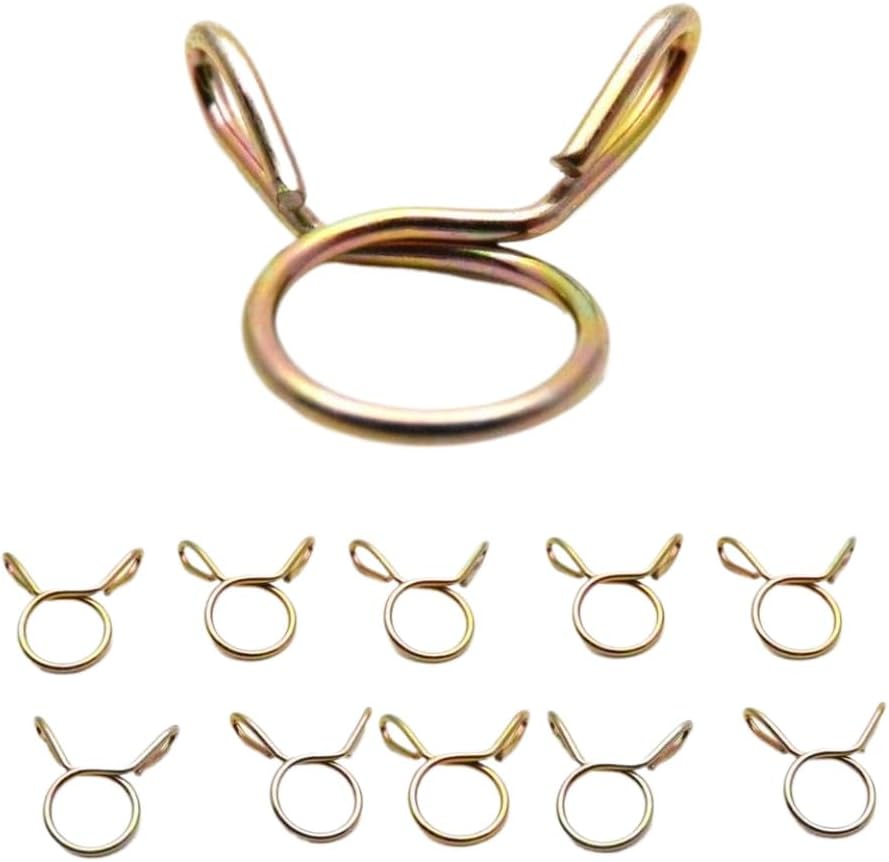 50 Pieces 8mm Motorcycle Scooter ATV Moped Fuel Line Hose Tubing Spring Clips Clamp Works With All Vehicle Models