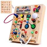 Nauotk Busy Board Montessori Spielzeug für Babys ab 2 Jahr, Motorikspielzeug mit 19 LED, Holzspielzeug Sensorik, Lernspielzeug für Kleinkinder, Geschenk Jungen und Mädch ab 2 3 4 Jahr